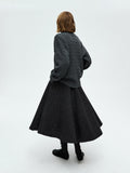 Herringbone Wool A-Line Midi Skirt | Structured Flared Silhouette | High-Waist Design | Women’s Skirt | MRS Studios