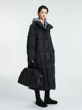 Lightweight Long Down Coat | 90% White Goose Down | Oversized Winter Coat with High Collar | MRS Studios
