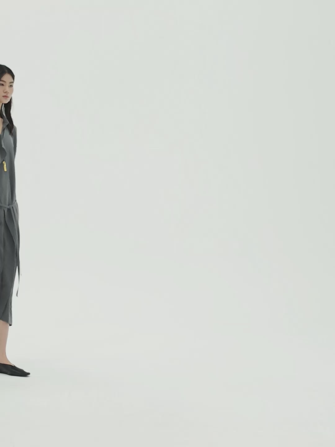 Dry Silk Mulberry Silk Shirt Dress | Asymmetric Front Placket | Side Slit and Belt | Women Dress | MRS Studios