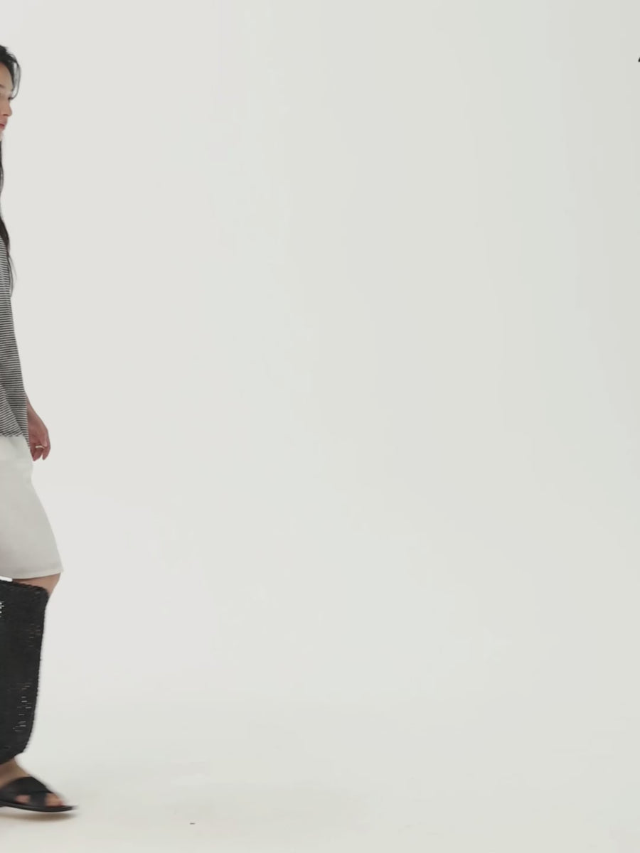 French Linen Blend Striped Tee, film
