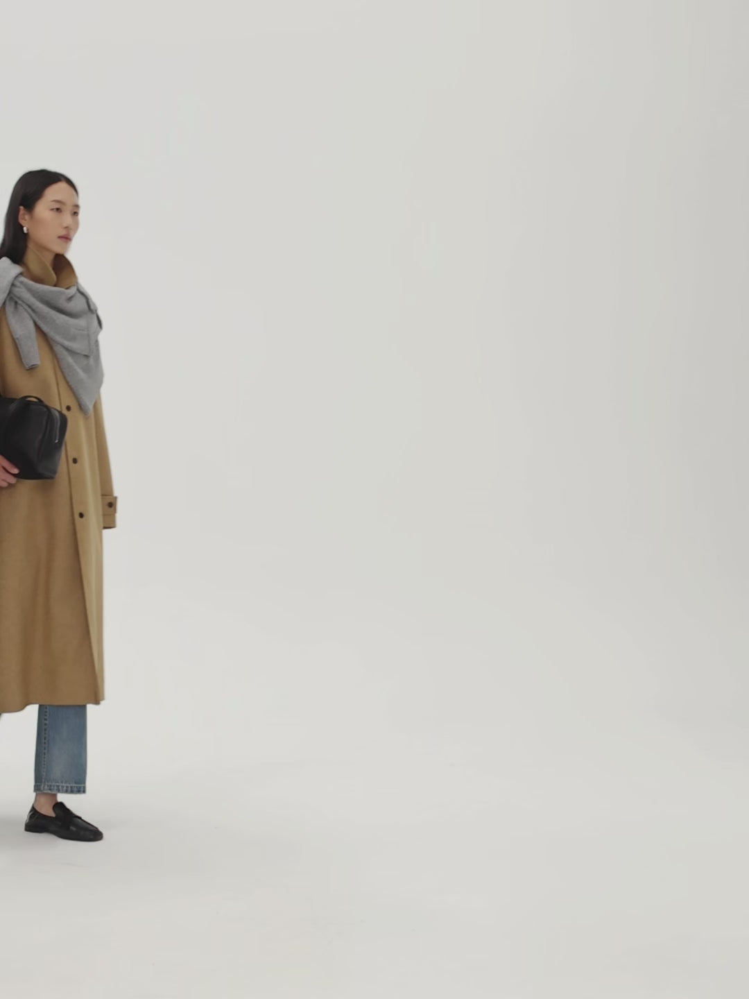 British Long Wool Trench Coat | Minimalist Single-Breasted Windbreaker | MRS Studios