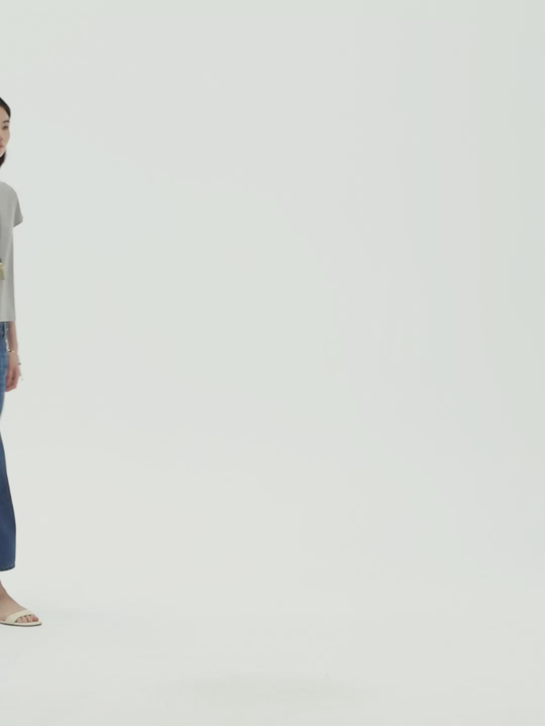Cotton Linen Melange T-Shirt | Yarn-Dyed Granular Texture | Set-In Sleeve Slim Cut | Women Top | MRS Studios