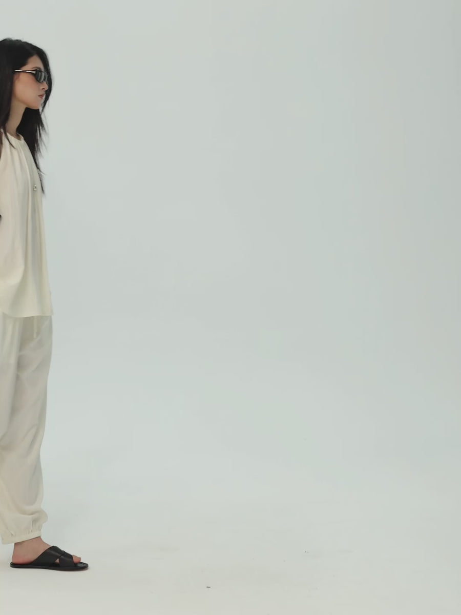Eco Cellulosic-Blend Halter Tank & Balloon-Pant Set, film