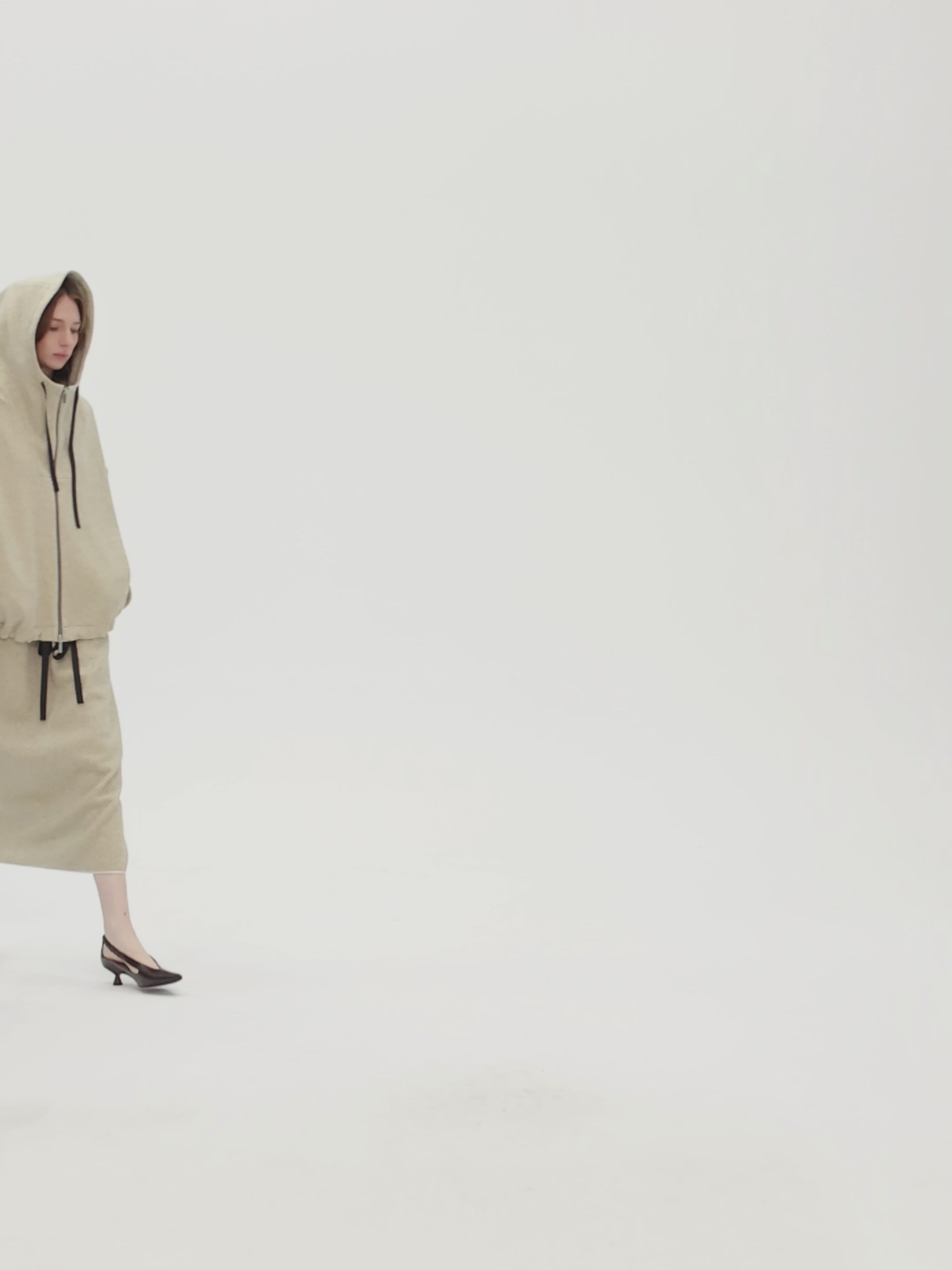 Crinkled Wool–Cotton Zip Hoodie | Relaxed Drop-Shoulder Fit | Women Hoodie | MRS Studios