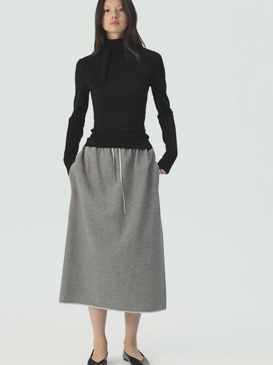 Lyocell Merino Rib Knit Tie-Neck Top, film