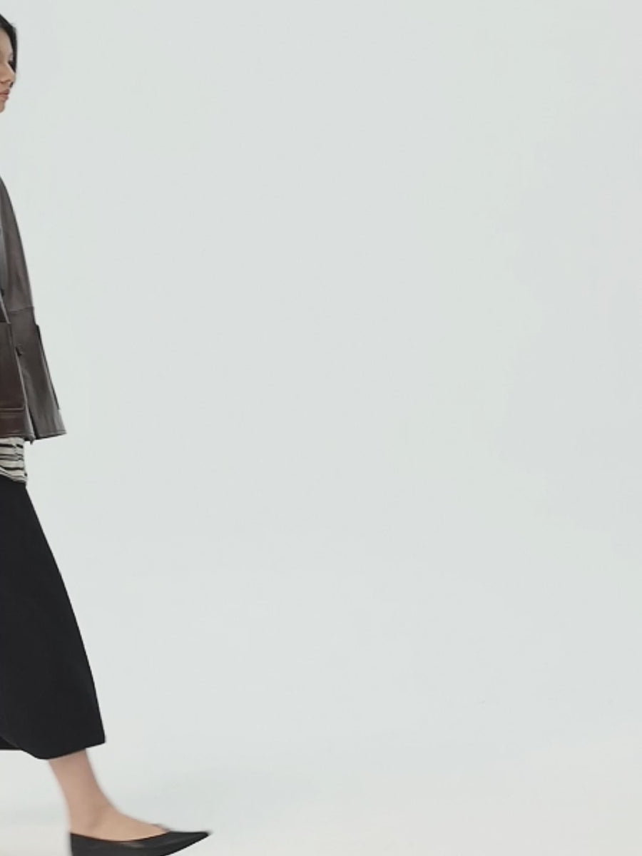 Spanish Lambskin Collarless Leather Jacket, film