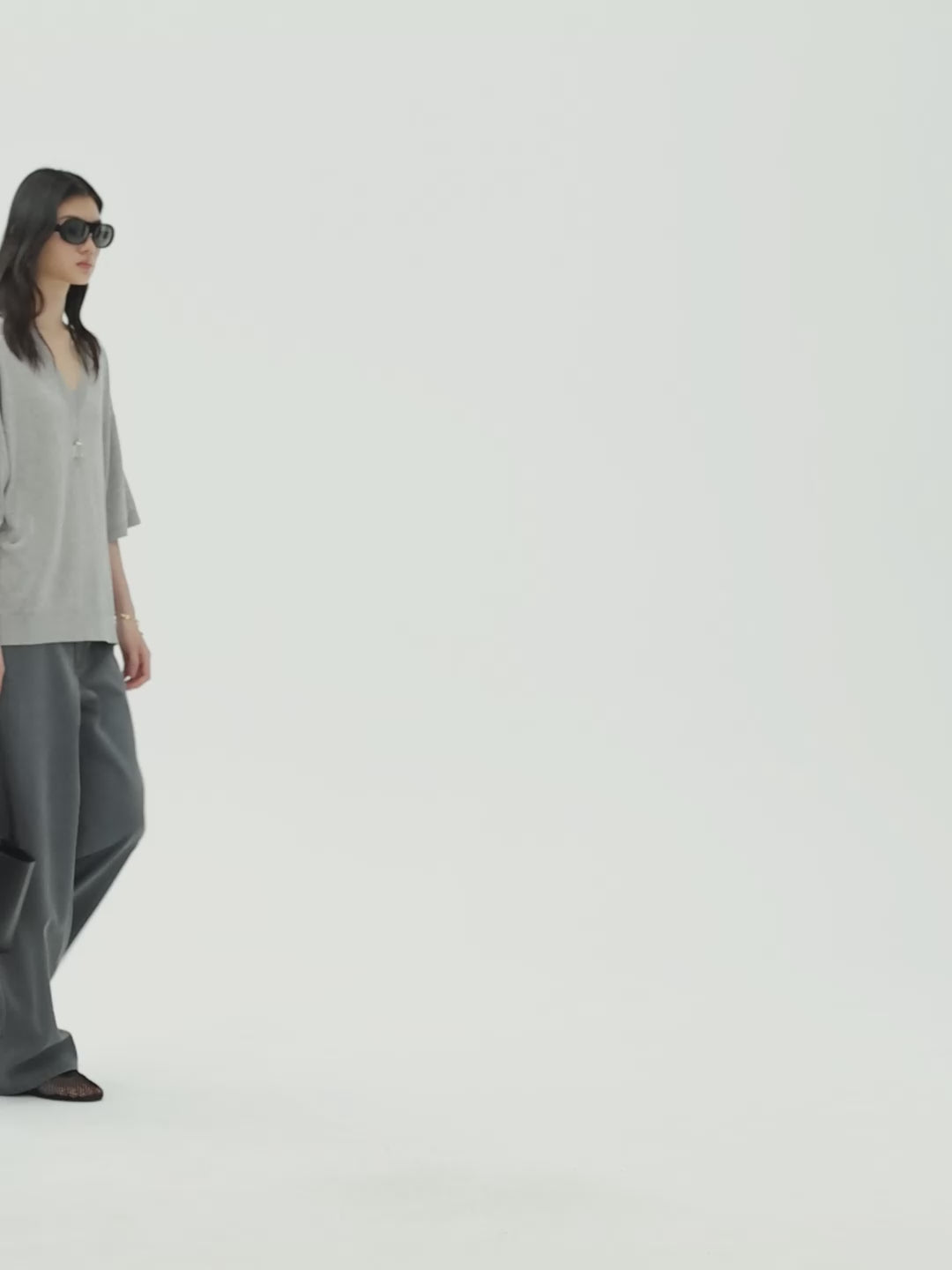 Acetate Cotton V-Neck Knit Top | Relaxed Drop-Shoulder Cut | Ribbed Placket and Cuff | Women Knitwear | MRS Studios