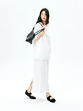 Japanese Cotton Top Pants and Skirt Set | Square Neck Mid-Sleeve | Drawstring Waist | Women Set | MRS Studios