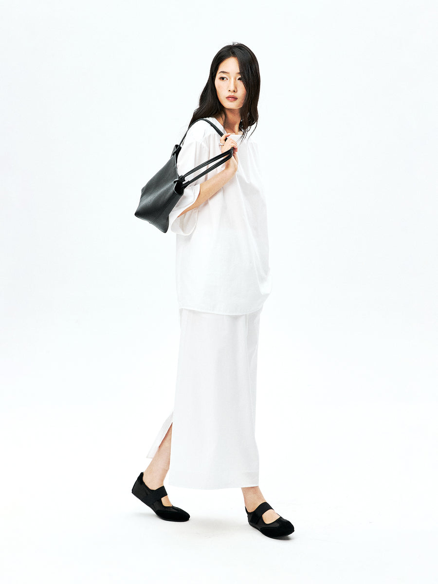Japanese Cotton Top Pants and Skirt Set | Square Neck Mid-Sleeve | Drawstring Waist | Women Set | MRS Studios