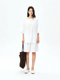 Japanese Cotton Top Pants and Skirt Set | Square Neck Mid-Sleeve | Drawstring Waist | Women Set | MRS Studios