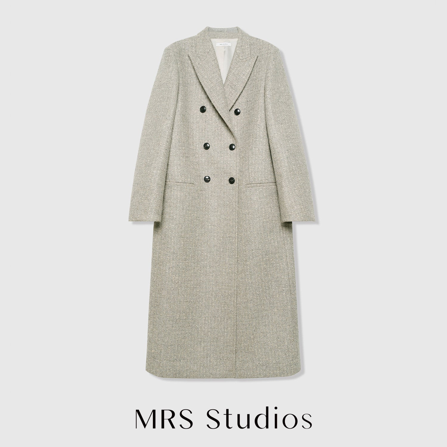 British Melton Warm Coat | UK Harris Tweed & Moon Wool | Classic H-Silhouette Overcoat | Double-Breasted Suit Coat | MRS Studios
