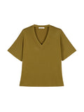 Lyocell Cotton T-Shirt | V-Neck | Relaxed Slimming Fit | Women Top | MRS Studios